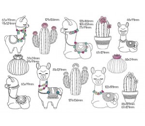 Stickserie - Lama Line Art